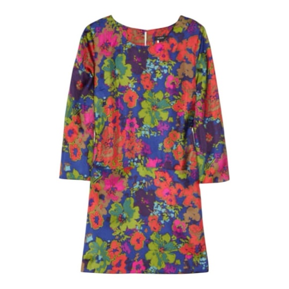 J. Crew Jules Silk Long Sleeve Floral Shift Mini Dress Size 2 - As Seen on Drew - Picture 12 of 13